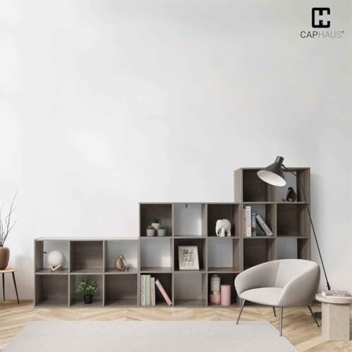 CAPHAUS Sturdy Room 11-Inch Cube Storage Organizer Shelf, with Thick Exterior Edge, Storage Shelf Divider w/Back, Bookcase, 9-Cube, Rustic Grey Oak - color: Rustic Grey Oak, size: 9 Cube