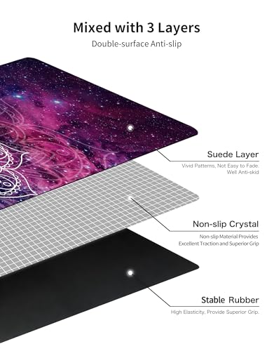 nuveti Printed Travel Yoga Mat 1/16 Inch Thick Non Slip Fitness Workout Mat | with Carrying Bag, Foldable Lightweight Suede & Natural Rubber Yoga Mat for Yoga Pilates and Fitness 72" L x 24" W x 1.5mm - color: HaoHan-New