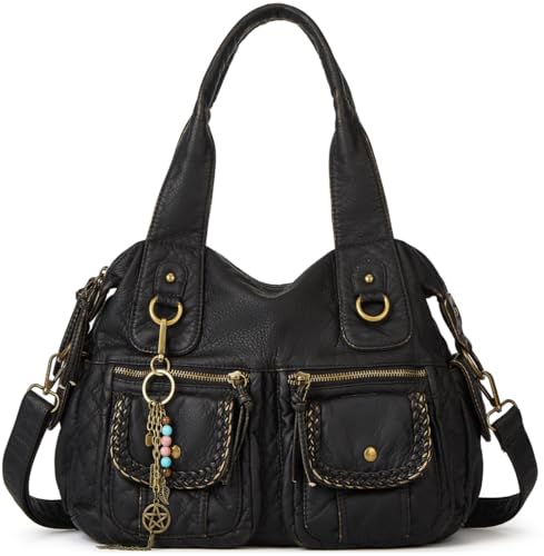 Worldlyda Women Canvas Hobo Purse Multi Pocket Tote Shopper Shoulder Bag Casual Top Handle handbag with Embroidery Ethnic - color: A9-kks4-tfl7