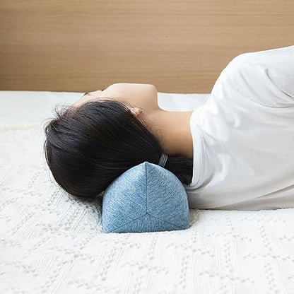 Buckwheat Neck Support Pillow Cervical Neck Cylinder Bolster Pillow,Buckwheat Hulls Adjustable Roll Pillow,Neck Pain Relief for Back and Side Sleepers Round Pillows for Lunch Break blue, 6*15 inch - color: Blue