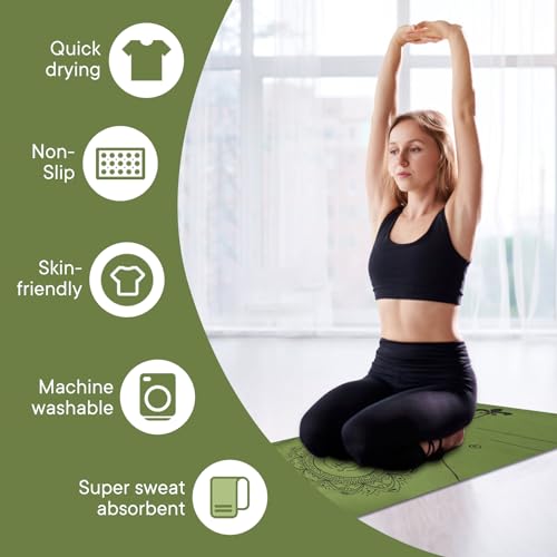 Yoga Towels, Non Slip Hot Yoga Mat Towel with Grip Dots,Super-Absorbent Soft Microfiber Yoga Blanket for Pilates, Fitness and Workout 72inch x 24inch - color: New Styles Green