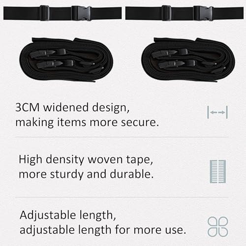 Black Luggage Strap to Fix Suitcase, Adjustable Lockable Strap for Travel - size: 80Inch