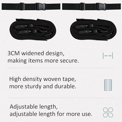 Black Luggage Strap to Fix Suitcase, Adjustable Lockable Strap for Travel - size: 80Inch