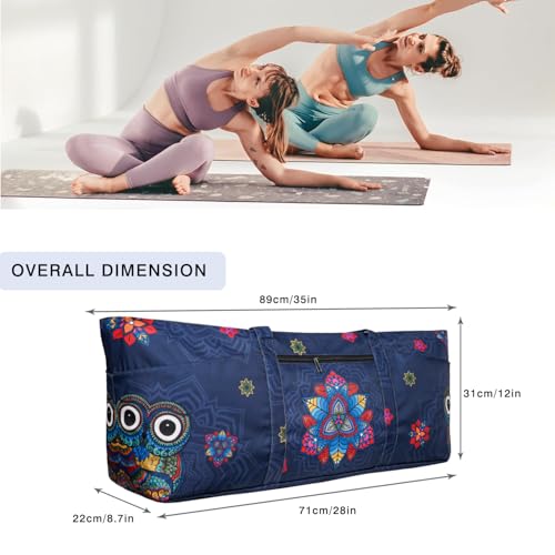 Yoga Mat Bag Yoga Mat Carrier with Shoes Compartment & Wet Pocket Pilates Bag with Zipper Pockets & Yoga Mat Holder Strap Yoga Bags and Carriers Fits All Your Stuff - color: Mandala Owl