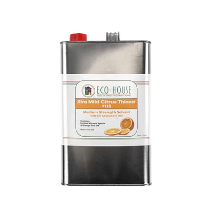 Eco House 115 Xtra Mild Paint Thinner – Citrus Scent, Low Odor, Safe Alternative to Turpentine – Eco-Friendly Solvent for Oil Paints, Natural Resins & Varnishes – 3.78L (1 Gallon) - size: 128 Fl Oz (Pack of 1)