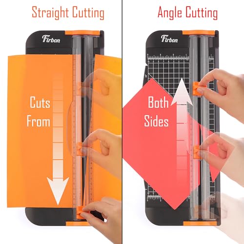 Firbon A4 Paper Cutter, 12 Inch Paper Trimmer with Extened Ruler, Black | 10 Sheet Capacity | CM & Inch Scale | Spring-Loaded Safe Blade | Cuts Cardstock, Vinyl, Coupons, Labels & Scrapbooking Craft - color: 1-black