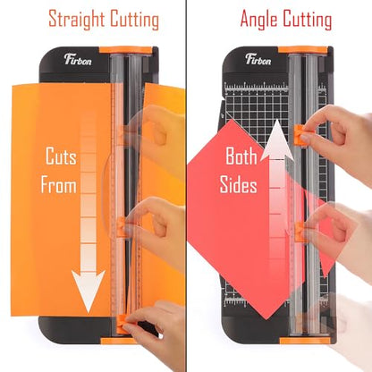 Firbon A4 Paper Cutter, 12 Inch Paper Trimmer with Extened Ruler, Black | 10 Sheet Capacity | CM & Inch Scale | Spring-Loaded Safe Blade | Cuts Cardstock, Vinyl, Coupons, Labels & Scrapbooking Craft - color: 1-black