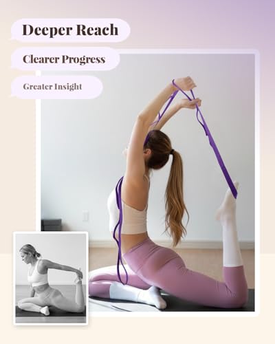 Trideer Stretching Strap with Loops & Leg Lifter, Non-Elastic PT Strap | Leg Lifter Mobility Aid, Non-Elastic PT Stretching Strap, Multi-Loop Grip Control, Home Recovery Support - color: Purple