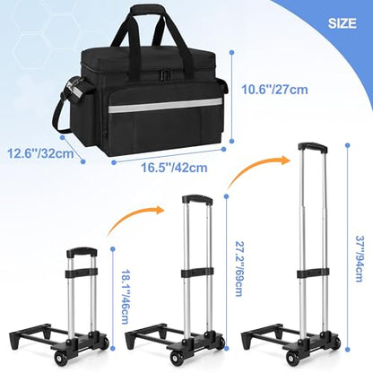 Trunab Rolling Medical Bag with Trolley & Dividers, Nurse Responder Tote - color: Black