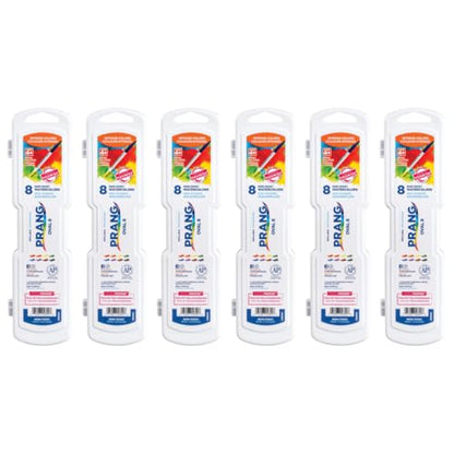 Prang Semi-Moist Watercolors 8-Color Oval Pan Set, Pack of 6 | Refillable, Wax-Free Pigments, Mixing Tray in Lid, Size 6 Paintbrush Included - style: 8 Count (Pack of 6)