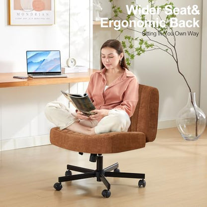 Criss Cross Chair,Thick Padded Cross Legged Office Chair,Brown - color: Brown