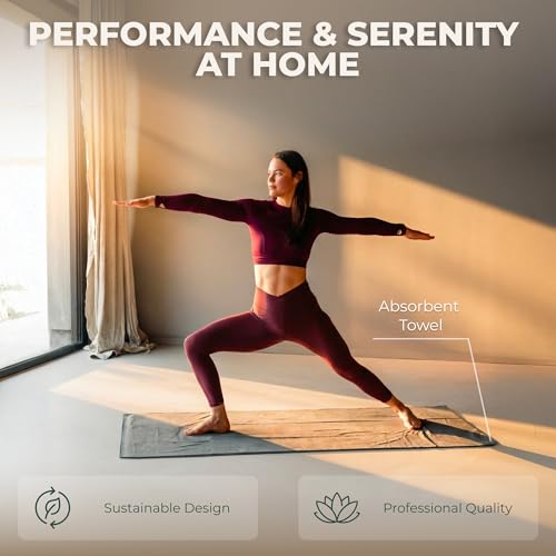 STAASH Premium Yoga Set – PU & Natural Rubber Mat + Towel + Strap + Knee Pad – Non-Slip Grip, Eco-Friendly, Studio Quality - color: Sand beige