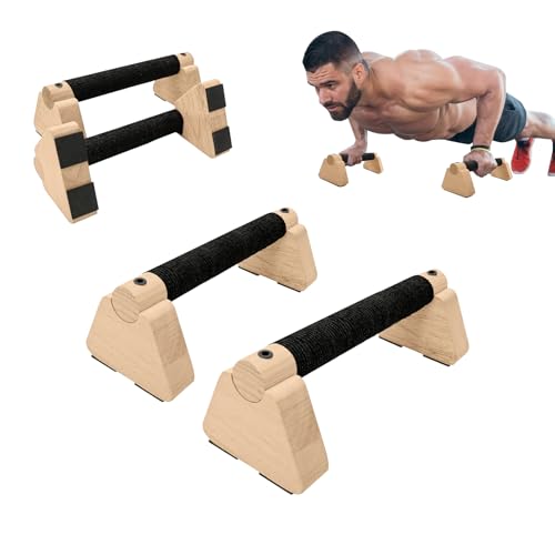 Wooden Parallettes Bars, 2 PCS Wood Push Up Bars Non-Slip Base - color: 10 inch