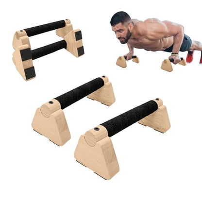 Wooden Parallettes Bars, 2 PCS Wood Push Up Bars Non-Slip Base - color: 10 inch
