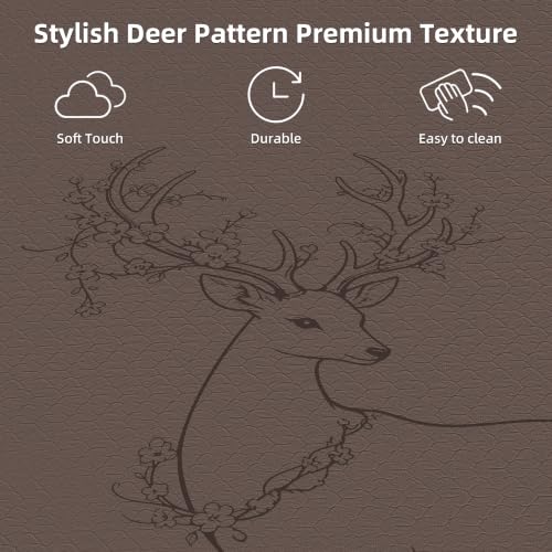 HAHE Extra Wide Yoga Mat, 75"x 32" POE Deer Print Exercise & Fitness Mat | 8mm Thick Large Yoga Mats for Men & Women, Pilates Mat for Home Workout, Non Slip Exercise Mats with Carry Strap - color: Earth Brown