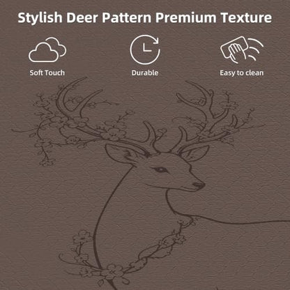 HAHE Extra Wide Yoga Mat, 75"x 32" POE Deer Print Exercise & Fitness Mat - color: Earth Brown