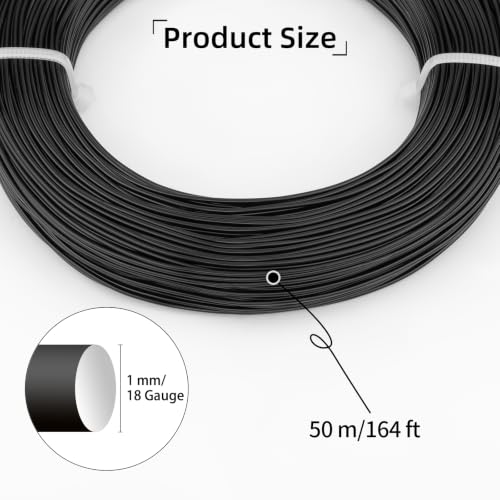 18 Gauge Aluminum Craft Wire, 164FT 1mm Bendable Metal Wire for Jewelry Making, Wreath Making, Beading(Black) - color: Black
