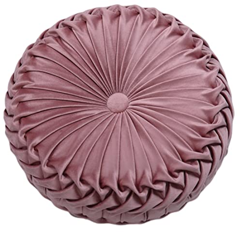 Baiyuruodie Round Velvet Pillow, Sofa Bed Bedroom Decorative Throw Pillow (38cm, Dark Pink) - color: Dark Pink, size: 1 Count (Pack of 1)