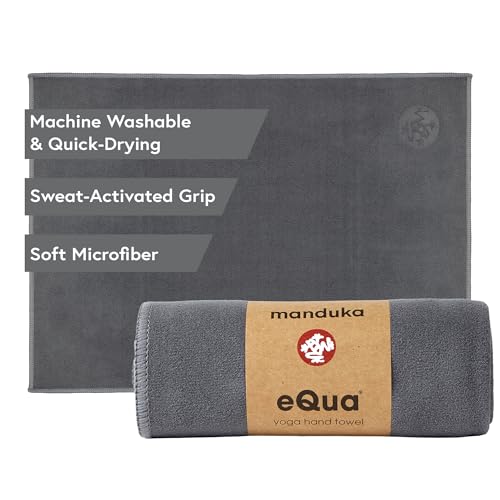 Manduka eQua Hand Towels - 16" | Rapid Moisture Activated Grip | Quick Drying, Soft Microfiber | Machine Washable | 16 x 24 inches | Thunder - color: Thunder, size: 16" x 24"
