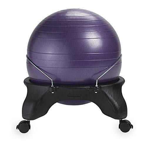 Gaiam Classic Backless Balance Ball Chair, Purple | 52cm Anti-Burst Stability Ball | Core Engagement While Sitting | Pump Included | Home & Office Desk Use | Active Seating - color: Purple, style: Backless