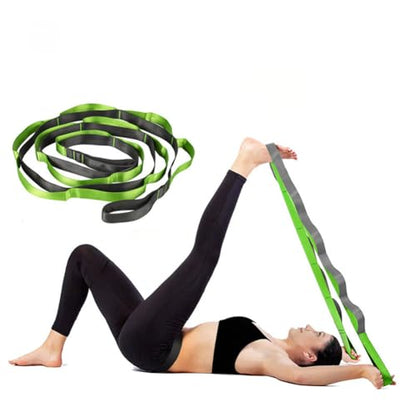 12 Loops Yoga Straps Stretching Strap Non-Elastic Band for Pilates Flexibility Exercise Gymnastics Strength Training Gym