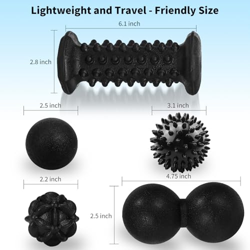 5-in-1 Foot Massager Roller Set for Plantar Fasciitis & Heel Pain Relief | Deep tissue massage for feet, calf, arch and heel pain. for plantar fasciitis relief, home, office and travel use - color: 5-piece Set(black)