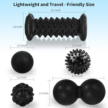 5-in-1 Foot Massager Roller Set for Plantar Fasciitis & Heel Pain Relief | Deep tissue massage for feet, calf, arch and heel pain. for plantar fasciitis relief, home, office and travel use - color: 5-piece Set(black)