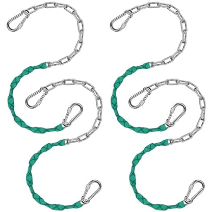 SELEWARE 4 Pcs 85" Heavy Duty Swing Chains Stainless Steel Hanging Chains - color: Green, size: 85" (4 Pcs)