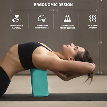 Yoga Blocks 2 Pcs, 9"x6"x3" Yoga Brick Foam Blocks EVA Foam Block Yoga Props Accessories for Yoga Pilates Stretching and Meditation - color: Light Blue