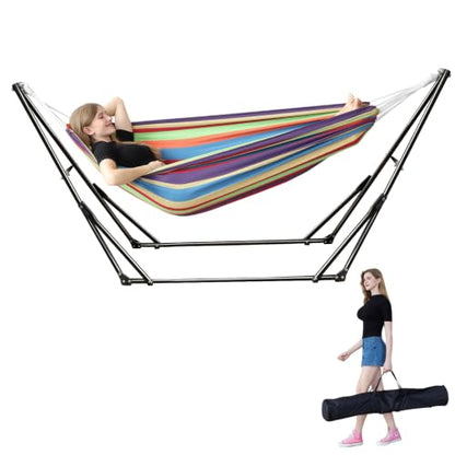 Portable Hammock with Stand for Outside or Inside,No Tree Required - color: Multicolour