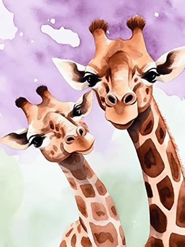 VAIIEYO 5D Diamond Art Kits for Adults for Adults Giraffe, Diamond Painting Animal, Paint by Numbers Oil Painting Full Drill Round Rhinestone Craft Canvas for Home Wall Decor 12x16 inch - color: giraffe-6