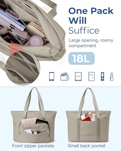 BAGSMART Tote Bag for Women, Lightweight Tote Bag with Yoga Mat Strap - color: 브라운.