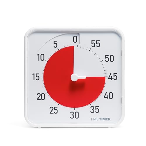 Time Timer Original 8" Visual Countdown Timer – Medium 60-Minute Classroom Visual Timer for Modern classrooms, Students & Adults – Helps with Focus, Sensory Needs, ADHD, Autism – (Red & White) - color: Red & White, size: 8 Inch