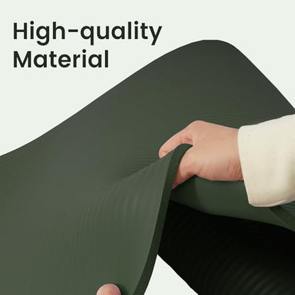 Fitvids Yoga Mat, 1/2-Inch Extra Thick High Density Exercise Mat, Anti-Tear Exercise Yoga Mat with Carrying Strap, Suitable for Various Yoga Exercises - color: Green Jasper