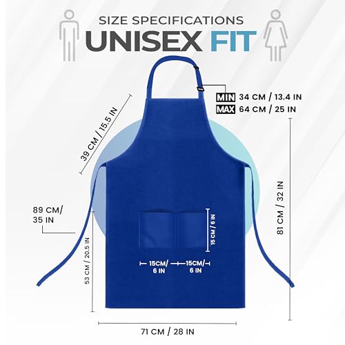 Utopia Kitchen 4 Pack Bib Apron Adjustable with 2 Pockets, Water and Oil Resistant, Cooking Kitchen Chef Apron for Women Men - color: Blue