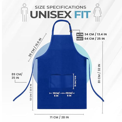 Utopia Kitchen 4 Pack Bib Apron Adjustable with 2 Pockets, Water and Oil Resistant, Cooking Kitchen Chef Apron for Women Men - color: Blue