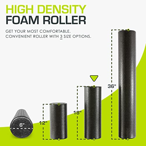 ProsourceFit High Density Foam Rollers 18 - inches long, Firm Full Body Athletic Massage Tool for Back Stretching, Yoga, Pilates, Post Workout Muscle Recuperation, Black - color: Black, size: 18"H x 6"D