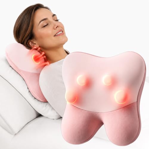 BOB AND BRAD Back Massager with Heat FSA Eligible, EZBack Corded Back Massager for Pain Relief Deep Tissue, Shiatsu Back Massage Pillow, Soothing Muscle Tension Upper & Lower Back Relief - color: Blush Pink