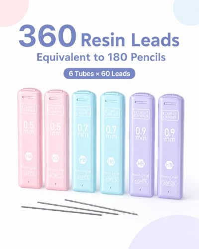 Four Candies 0.7mm Pastel Mechanical Pencil Set with Case, 3-Pack | 360 Leads, 3 Erasers+9 Refills, Cute Pink/Purple/Blue Barrels, Non-Slip Grip, for School Notes & Everyday Writing - style: 0.7mm