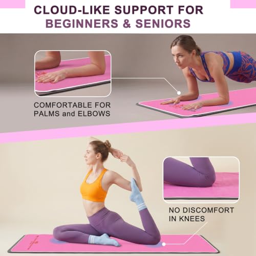 Upgraded Yoga Mat Towel with Bonus Grip Socks, Elegant Embroidered - color: Rose Pink