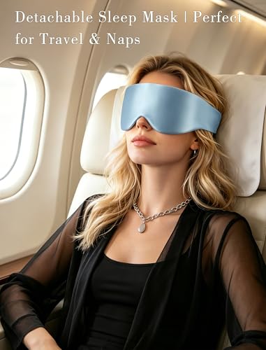 Satin Bonnet for Sleeping with Eye Mask，No Slip Sleep Bonnet with Long Curling Ribbons for Braids & Long Hair - color: Blue
