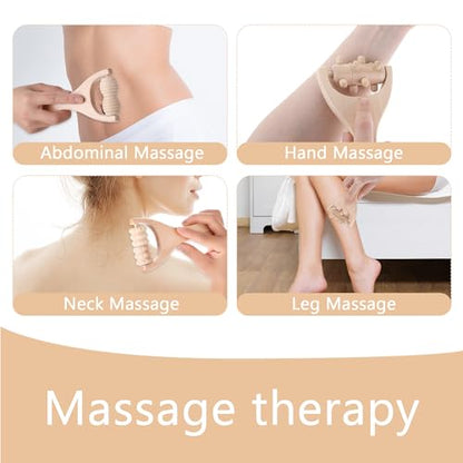 Abeillo 3Pcs Wood Therapy Massage Tools Wooden Massage Rollers, Hand Massage Tools Manual Muscle Roller Stick for Relaxes Thigh, Leg, Hands Full Body Muscle Men Women - style: Style B