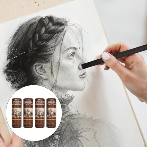 100 Pieces Willow Charcoal Sticks, Willow Charcoal, Soft Black Drawing Charcoal for Sketching and Drawing Art Sketch Artists Supplies, 5.3 Inch in Length (2-4, 4-5, 5-7,7-9 mm)