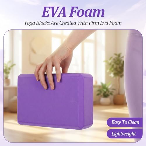 4 Pack Yoga Blocks, High Density Yoga Brick Foam Blocks for Pilates Workout, Improve Strength and Aid Balance and Flexibility, Soft Non Slip Surface for Pilates and Meditation (Multicolor)