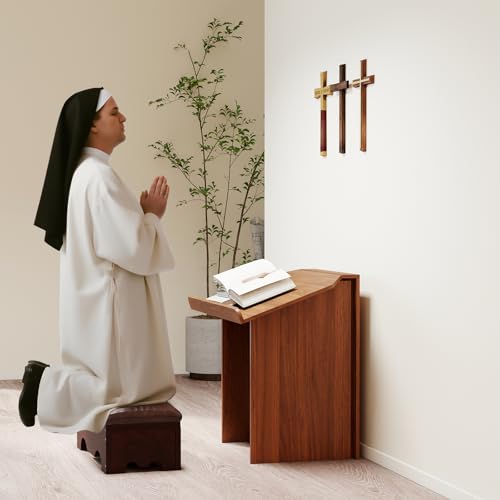 Kneelers for Praying, Wooden Prayer Kneeler Bench with Storage | Prayer Bench Stool for Kneeling at Home, Church Prayer Stool Bench, Kneelers for Prayer with Cushion Pad for Home Church