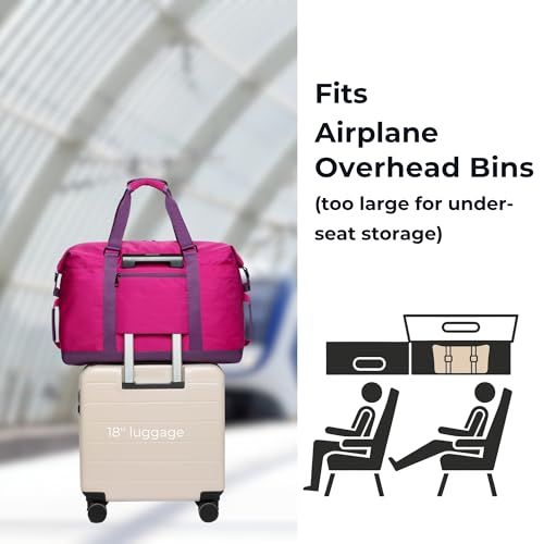 SUNNY BIRD Duffel with Utility Pouch, 40L Weekender Overnight Bag with Shoe Compartment for Travel and Sports (Purple) - color: Purple