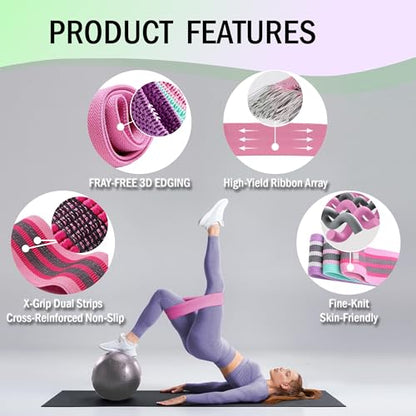 Full Body Resistance Bands Set for Women & Men, Professional Upper & Lower Body Workout Bands for Arms, Legs, Glutes, Yoga, Strength Training, Home Gym Fitness Equipment - color: Pink 2pcs