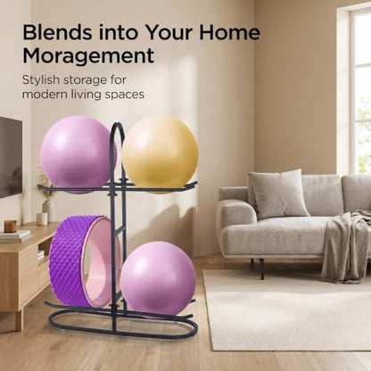 Stabilising Ball Rack,Exercise Ball Holder,Medicine Ball Rack and Yoga Ball Storage Suitable for Stability Ball,Yoga Mats Home Gym and Commercial Gym