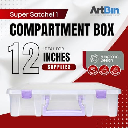 ArtBin Essentials 12 x 12 One-Compartment Craft Box, Clear | One Open Compartment, 15.25 x 14 x 3.5 Inches, Secure Latches, Stackable, Durable Polypropylene - color: Purple, size: 1 Pack