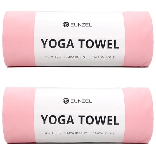 Eunzel 2 Pack Hot Yoga Towel Non Slip Yoga Mat Towel Non-Slip Sweat Absorbent Microfiber Towel for Hot Yoga, Pilates and Workout 72" x 26.5", Pink - color: Z-pink(2 Pack )